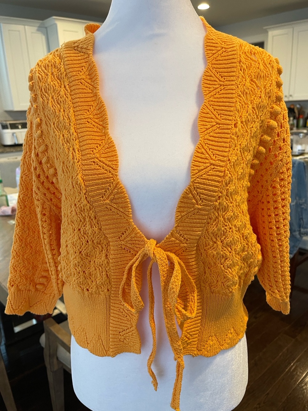 NWT Zara orange tie front knit top Size small